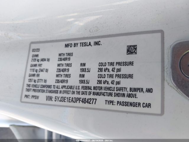 2023 TESLA MODEL 3 5YJ3E1EA3PF484277 Photo 8