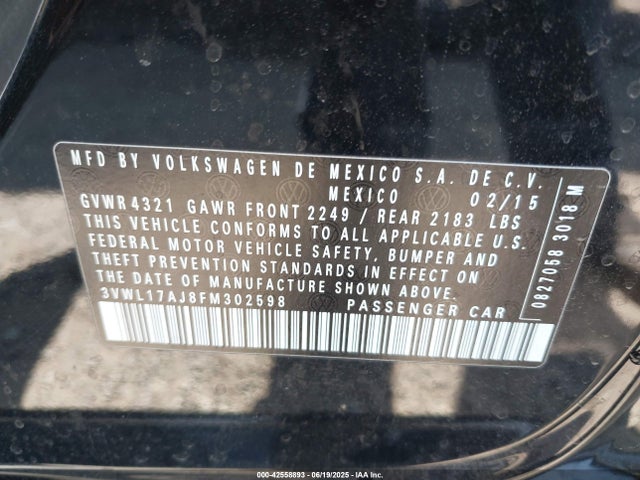 3VWL17AJ8FM302598 Volkswagen Jetta