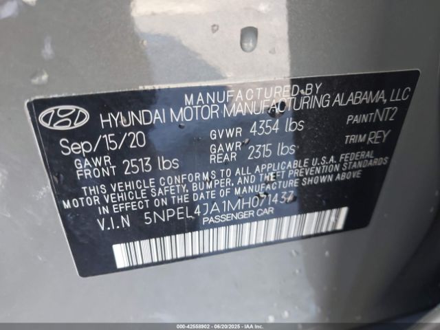 2021 HYUNDAI SONATA 5NPEL4JA1MH071437 Photo 8