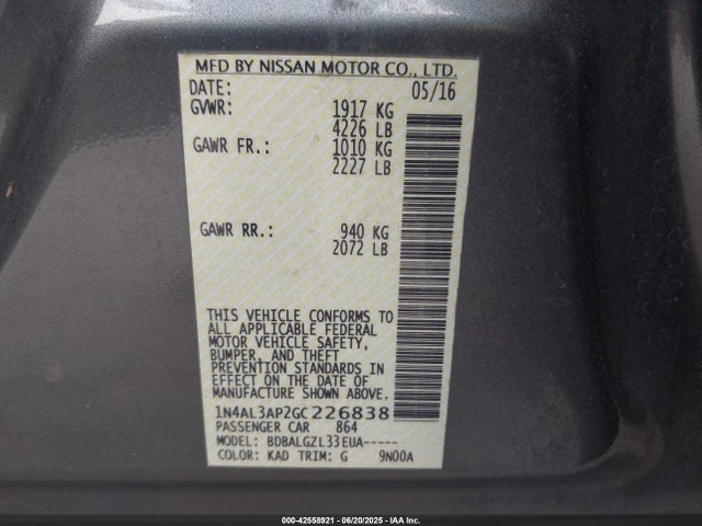 1N4AL3AP2GC226838 Nissan 2016