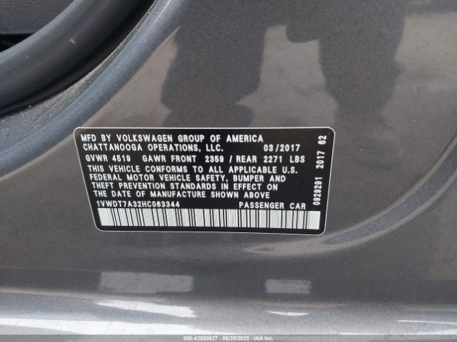 2017 VOLKSWAGEN PASSAT 1VWDT7A32HC063344 Photo 8