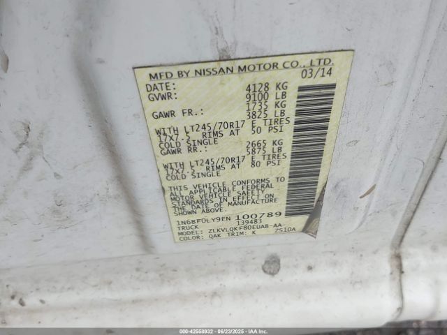 1N6BF0LY9EN100789 Nissan 2014