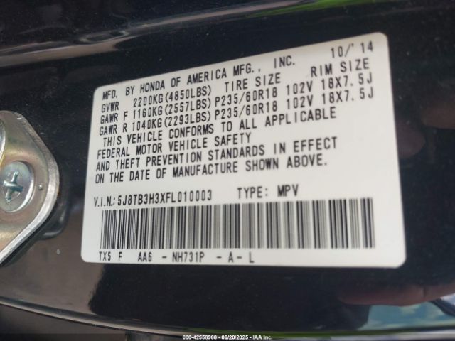 2015 ACURA RDX 5J8TB3H3XFL010003 Photo 8