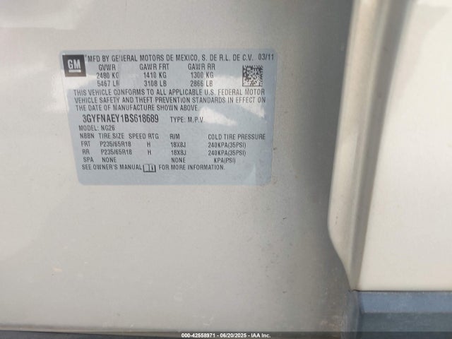 2011 CADILLAC SRX 3GYFNAEY1BS618689 Photo 8