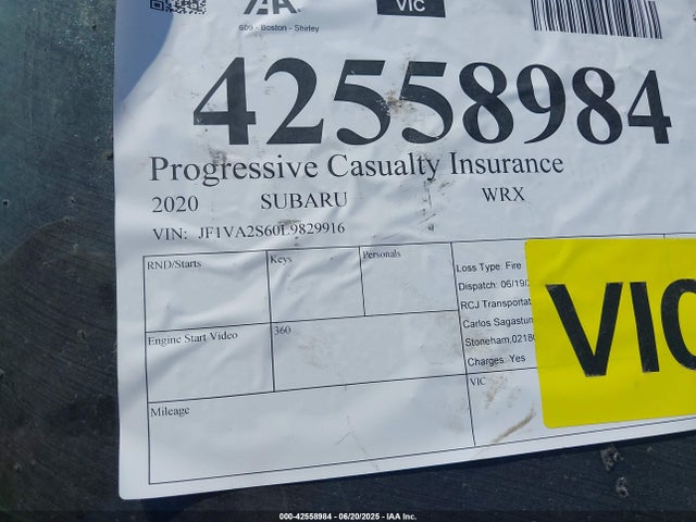 Subaru WRX 2020 JF1VA2S60L9829916 Image 9