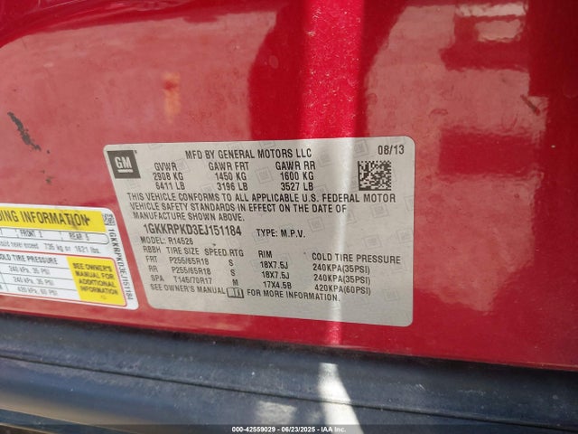 1GKKRPKD3EJ151184 GMC llt