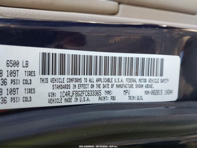 2015 JEEP GRAND CHEROKEE 1C4RJFBG2FC633365 Photo 8