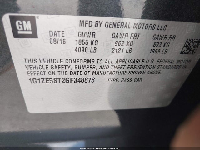 1G1ZE5ST2GF348878 Chevrolet lfv - di: direct injection, vvt, gen1 gmna