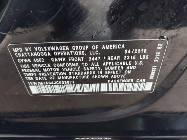 1VWJM7A34JC033977 Volkswagen 2018
