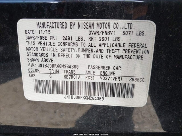 JN1BJ0RRXGM264369 Infiniti QX50