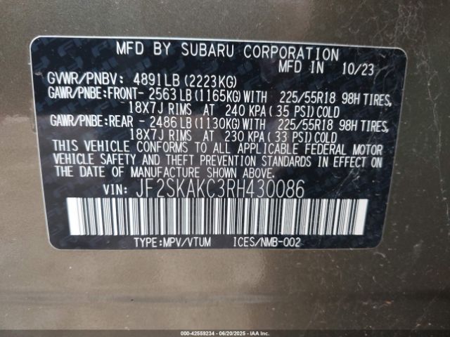 2024 SUBARU FORESTER JF2SKAKC3RH430086 Photo 8
