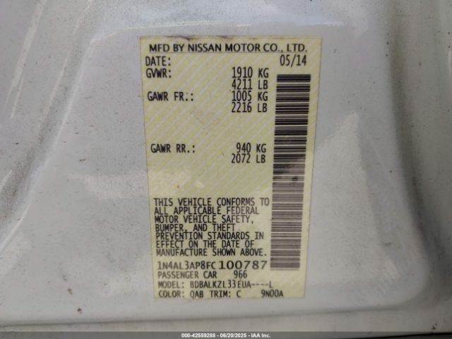 1N4AL3AP8FC100787 Nissan 2015