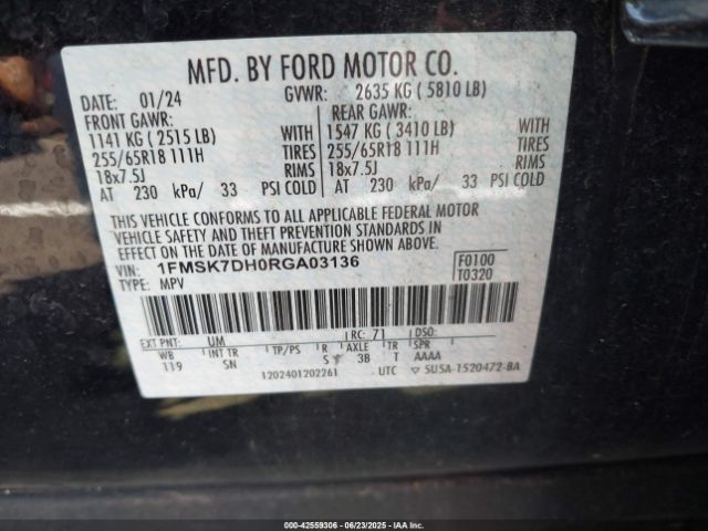 2024 FORD EXPLORER 1FMSK7DH0RGA03136 Photo 8