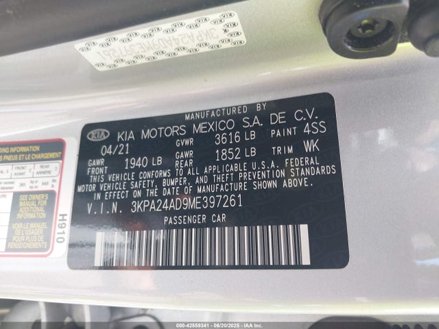 3KPA24AD9ME397261 KIA gamma ii