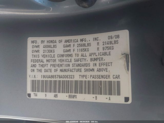 2009 ACURA TL 19UUA86579A006323 Photo 8