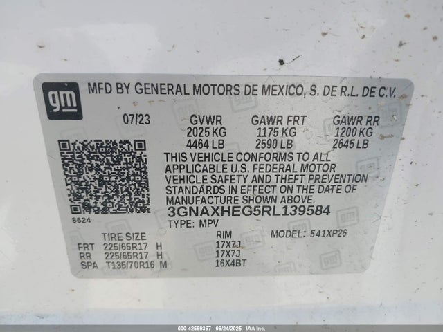 3GNAXHEG5RL139584 Chevrolet lsd