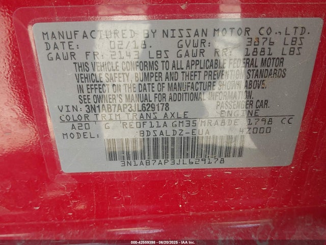 3N1AB7AP3JL629178 Nissan 2018