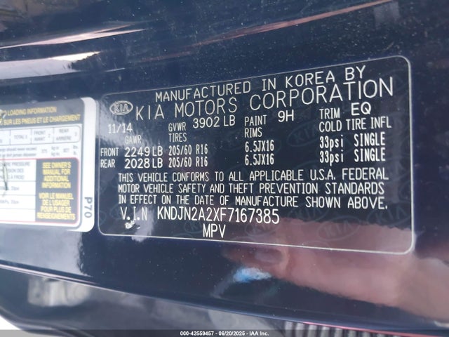 KIA dohc gdi gamma 2015 KNDJN2A2XF7167385 Image 9