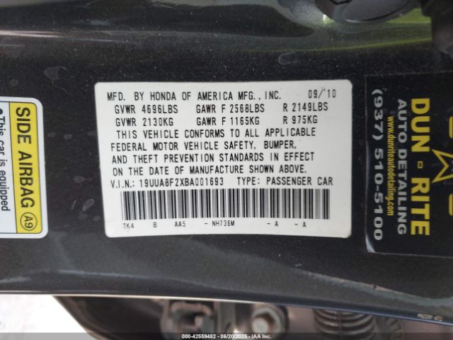 2011 ACURA TL 19UUA8F2XBA001693 Photo 8