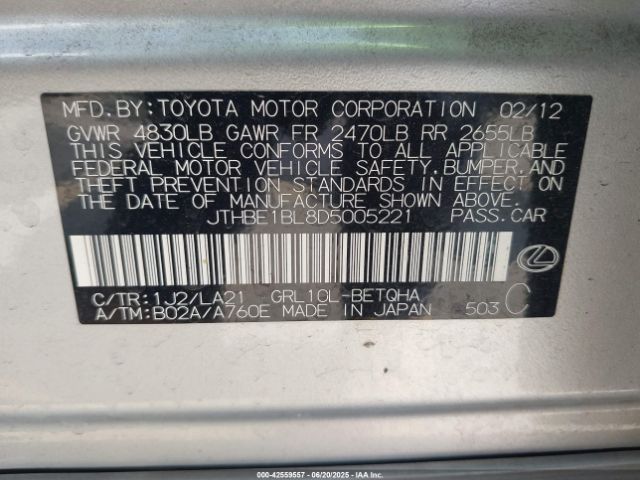 2013 LEXUS GS 350 JTHBE1BL8D5005221 Photo 8