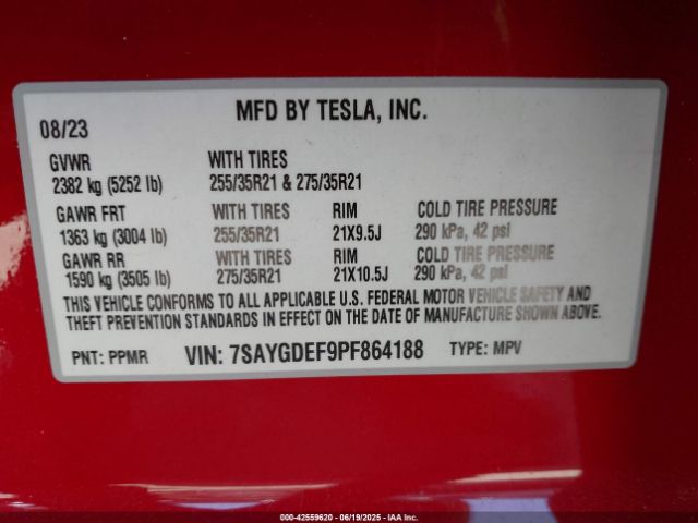 2023 TESLA MODEL Y 7SAYGDEF9PF864188 Photo 8