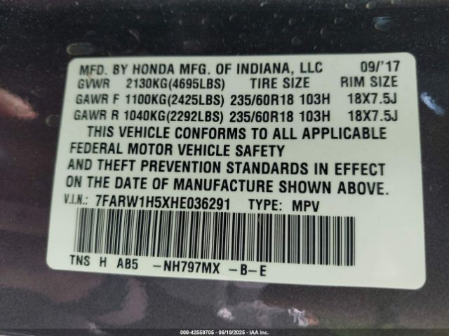 7FARW1H5XHE036291 Honda l15be
