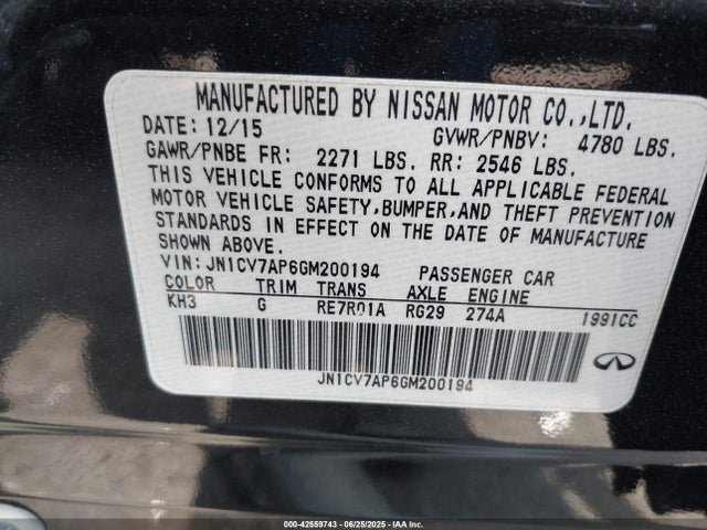 JN1CV7AP6GM200194 Infiniti 2016