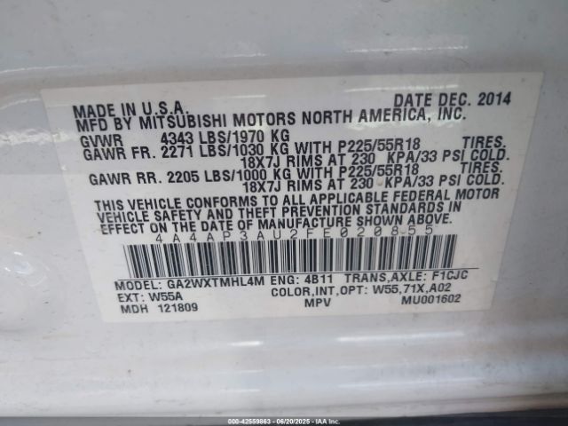 2015 MITSUBISHI OUTLANDER SPORT 4A4AP3AU2FE020855 Photo 8