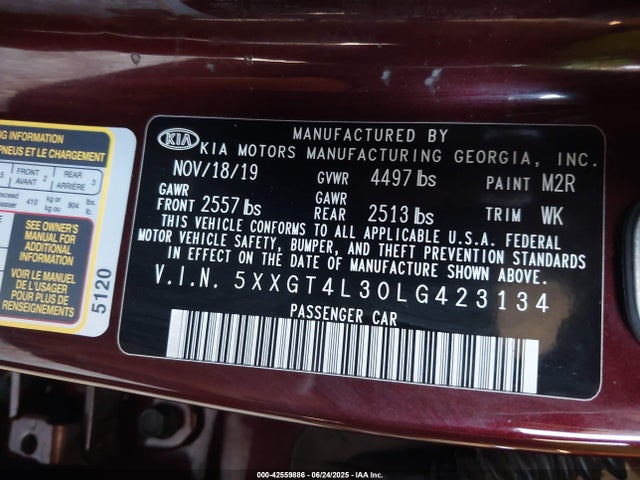 5XXGT4L30LG423134 KIA gdi