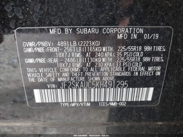 2019 SUBARU FORESTER JF2SKAUC5KH491295 Photo 8