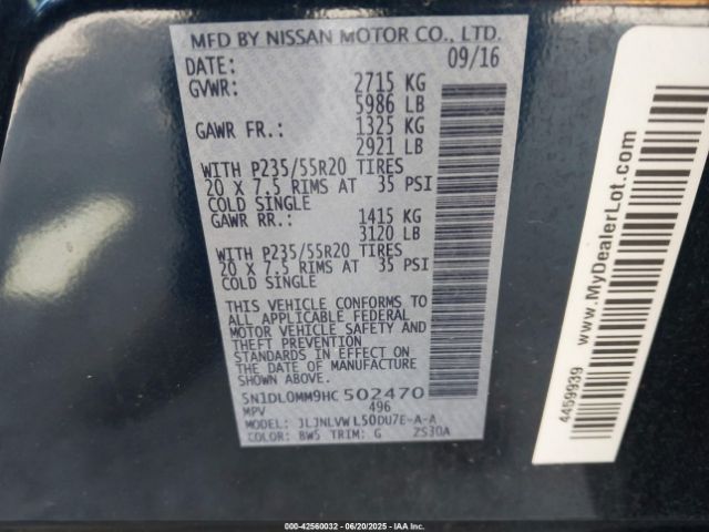 5N1DL0MM9HC502470 Infiniti QX60