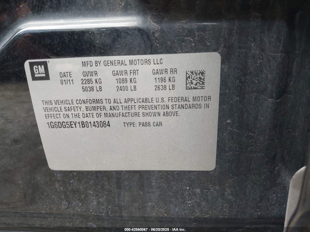 2011 CADILLAC CTS 1G6DG5EY1B0143084 Photo 8
