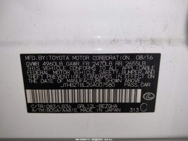 2016 LEXUS GS 350 JTHBZ1BL2GA007580 Photo 8