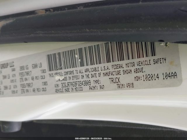 3C6JR7AG9FG543809 RAM 2015