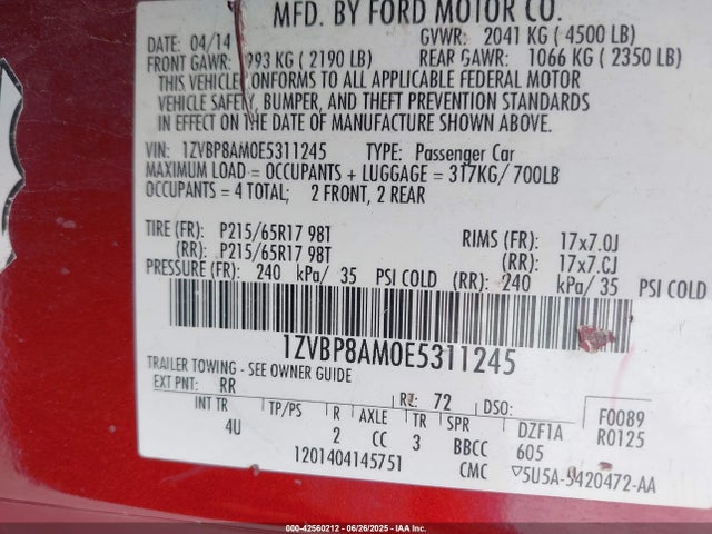 1ZVBP8AM0E5311245 Ford 2014