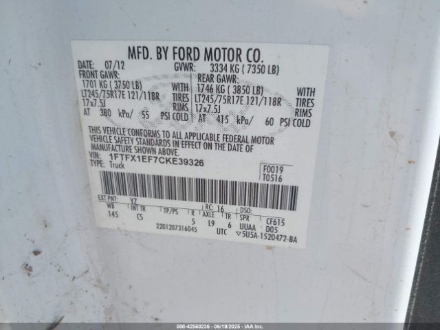 2012 FORD F-150 1FTFX1EF7CKE39326 Photo 8