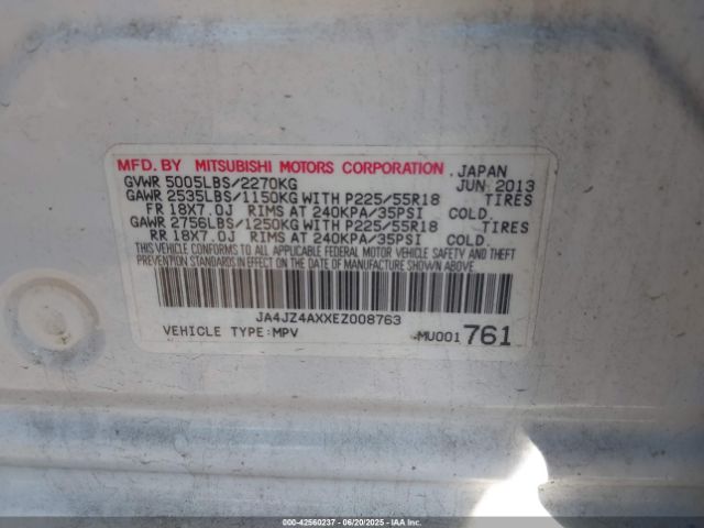 2014 MITSUBISHI OUTLANDER JA4JZ4AXXEZ008763 Photo 8