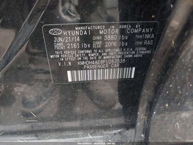 KMHDH4AE8FU263538 Hyundai dohc mpi nu
