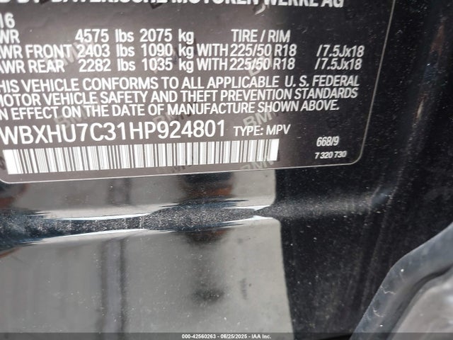 WBXHU7C31HP924801 BMW 2017