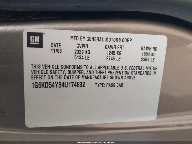 2004 CADILLAC DEVILLE 1G6KD54Y84U174832 Photo 8