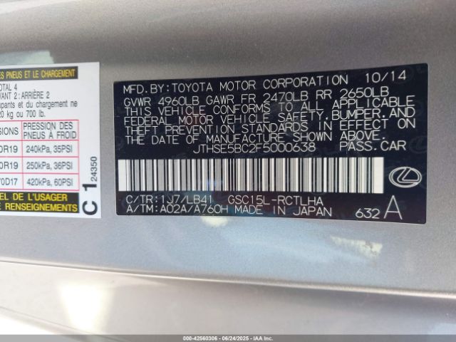 2015 LEXUS RC 350 JTHSE5BC2F5000638 Photo 8