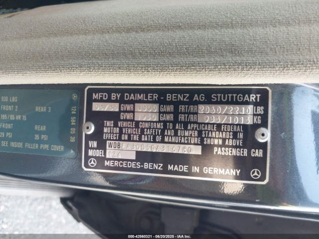 1986 MERCEDES-BENZ 300 WDBEA30D5GA316780 Photo 8