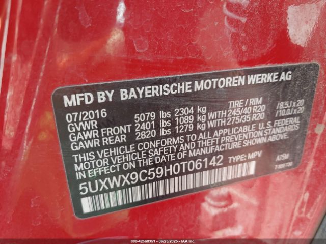 2017 BMW X3 5UXWX9C59H0T06142 Photo 8