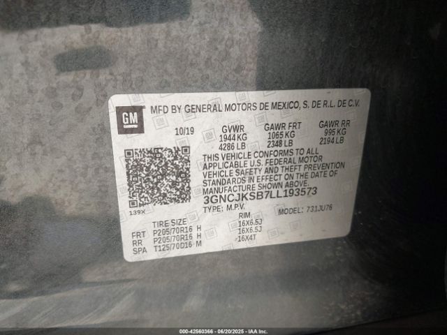 2020 CHEVROLET TRAX 3GNCJKSB7LL193573 Photo 8