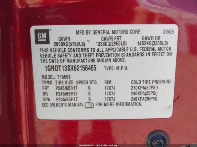 2006 CHEVROLET TRAILBLAZER 1GNDT13SX62156465 Photo 8