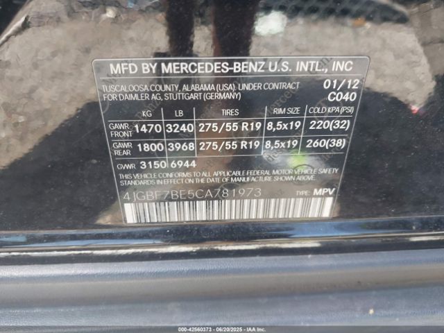 2012 MERCEDES-BENZ GL 450 4JGBF7BE5CA781973 Photo 8