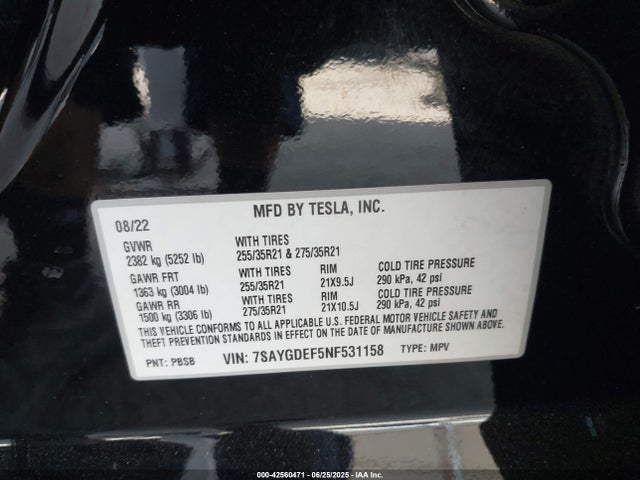 2022 TESLA MODEL Y 7SAYGDEF5NF531158 Photo 8