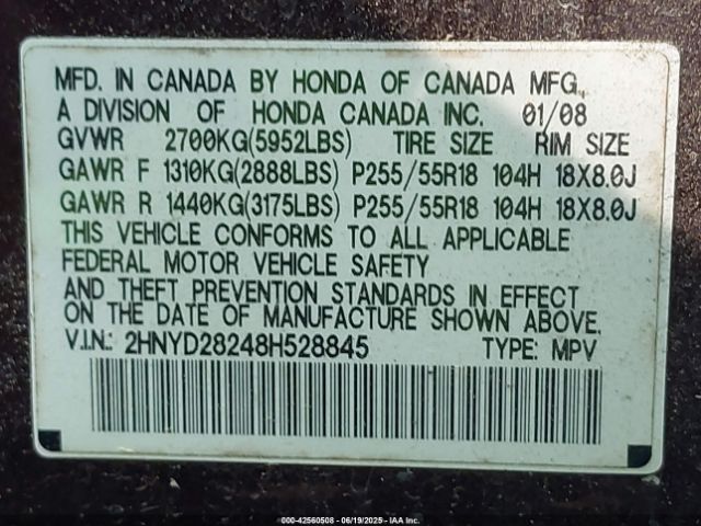2008 ACURA MDX 2HNYD28248H528845 Photo 8