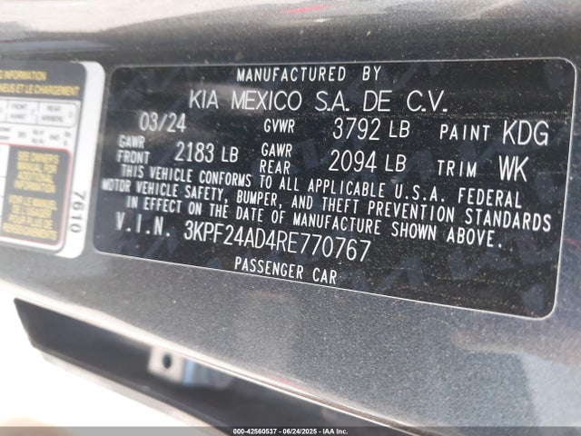 3KPF24AD4RE770767 KIA mpi nu