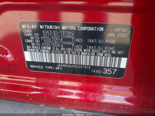 2025 MITSUBISHI OUTLANDER SPORT JA4ARUAU4SU001919 Photo 8